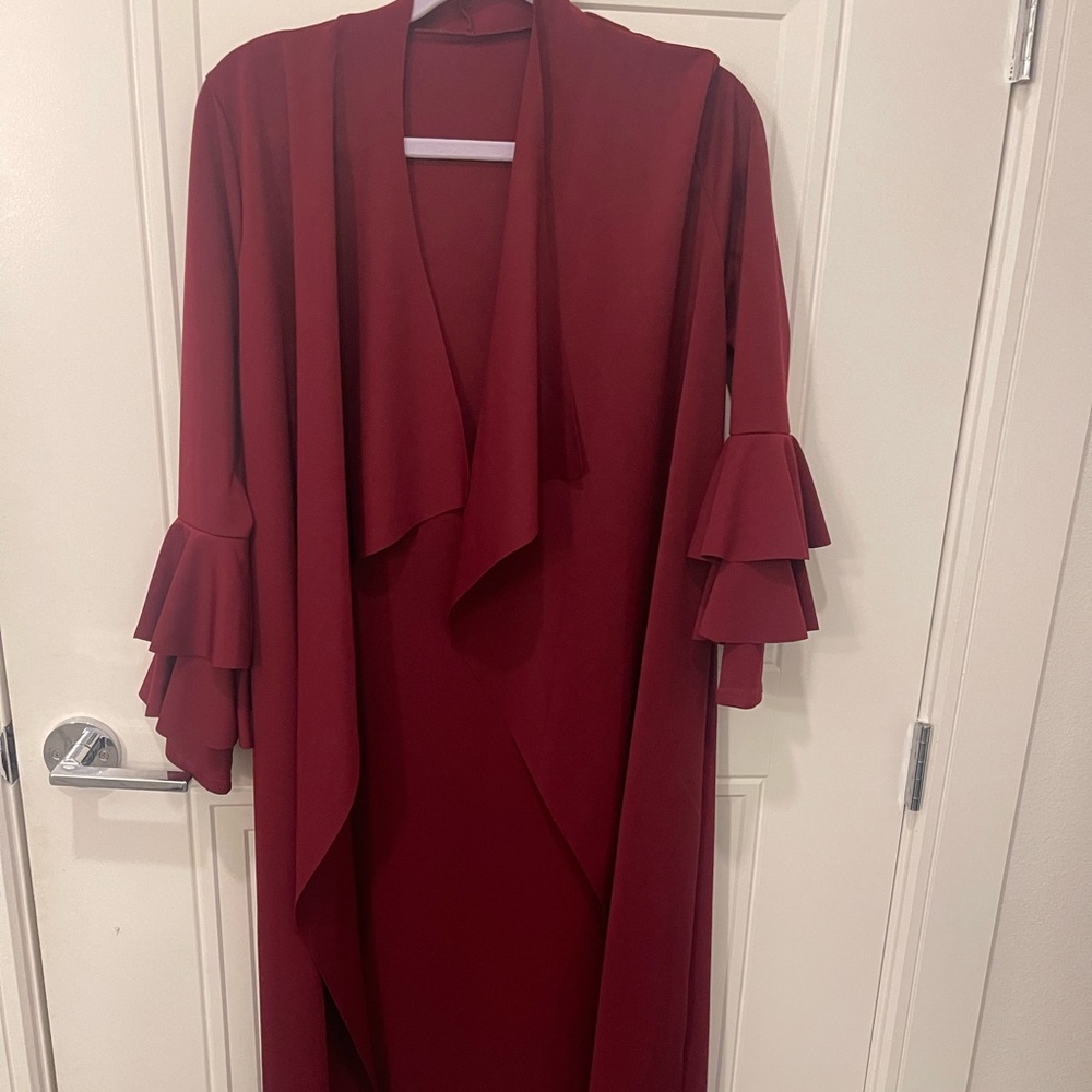 NWT SHEIN Dark cherry maxi cardigan for women size S